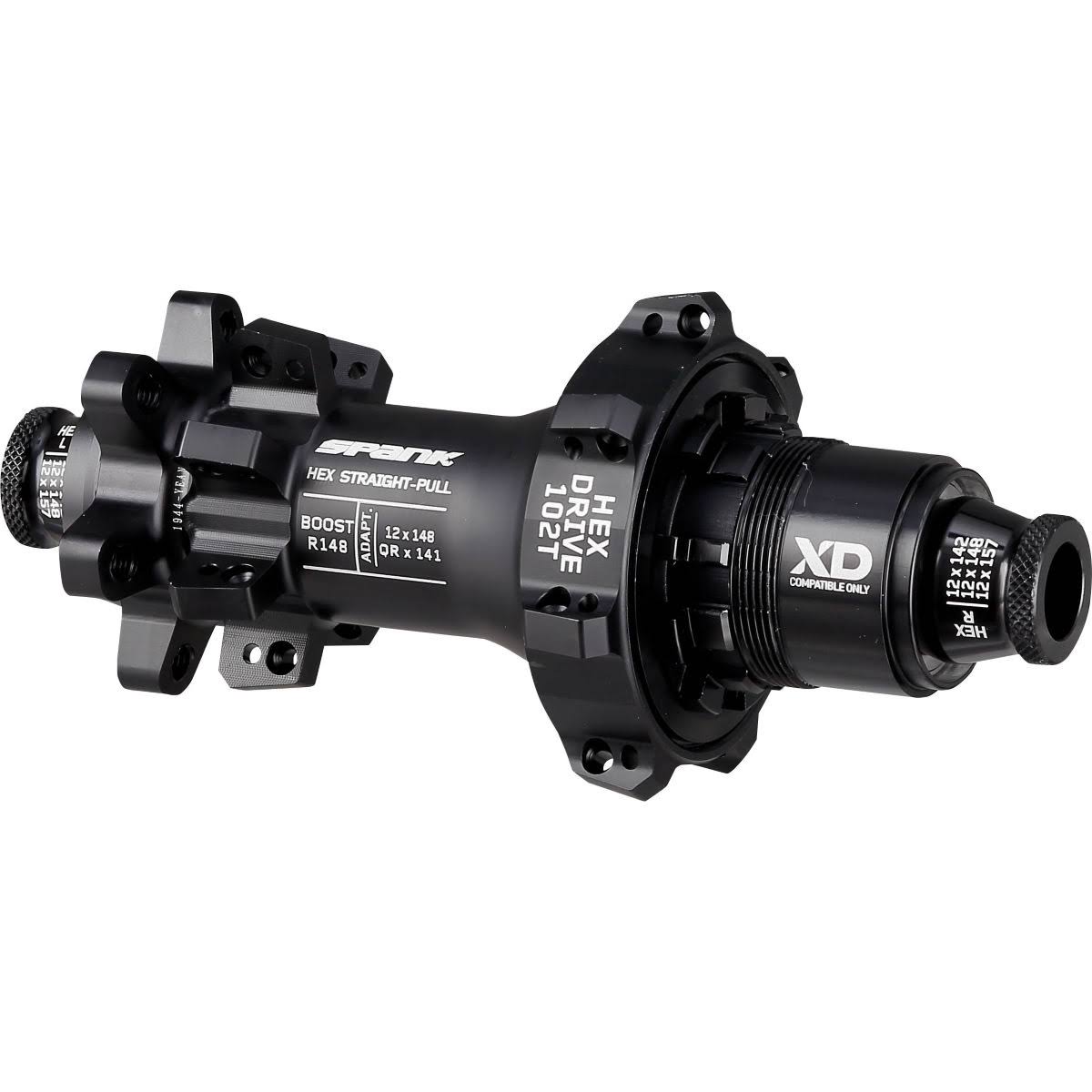 Spank Hex Boost R148 Rear Hub Black Straightpull 102T 28H SRAM XD