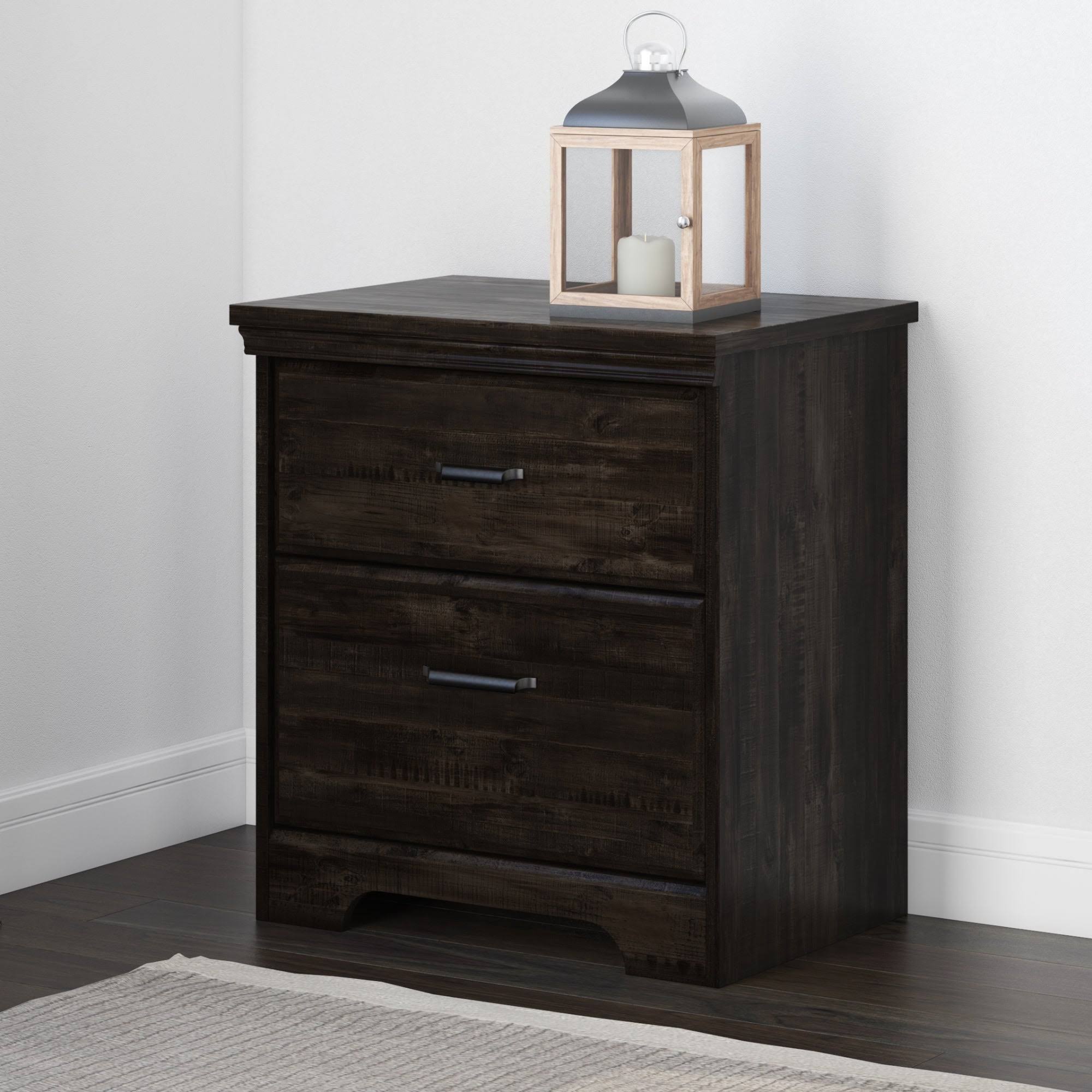 South Shore Versa 2-Drawer Nightstand, Rubbed Black