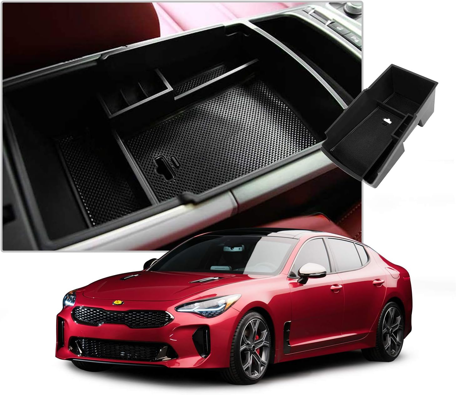 CDEFG Center Console Accessory Organizer for 2018 2019 2020 Stinger, ABS Material Armrest Box Insert Tray Glove Secondary Storage Box