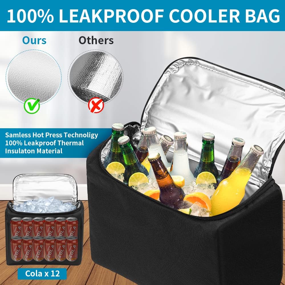 Car Trunk Organizer with Cooler, Hanging Car Organizers and Storage with Large Pockets, Zippers Detachable Seat Back Organizers Storage, Waterproof Car Storage Trunk Organizer for Jeeps, SUVs, Black Pack of 2