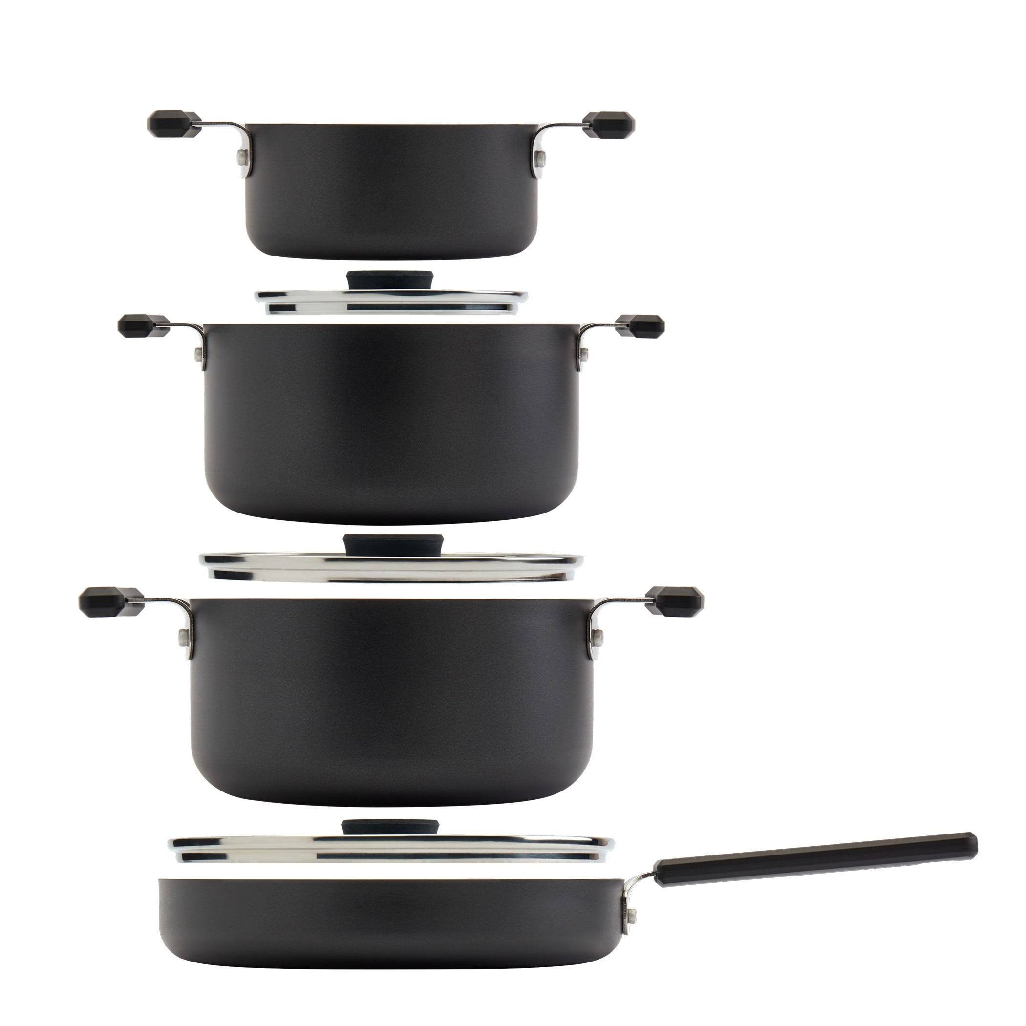 Denmark 7pc Stax Aluminum Cookware Set - Black - 7 Piece