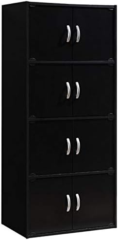 Pemberly Row 4 Shelf 8 Door Bookcase in Black