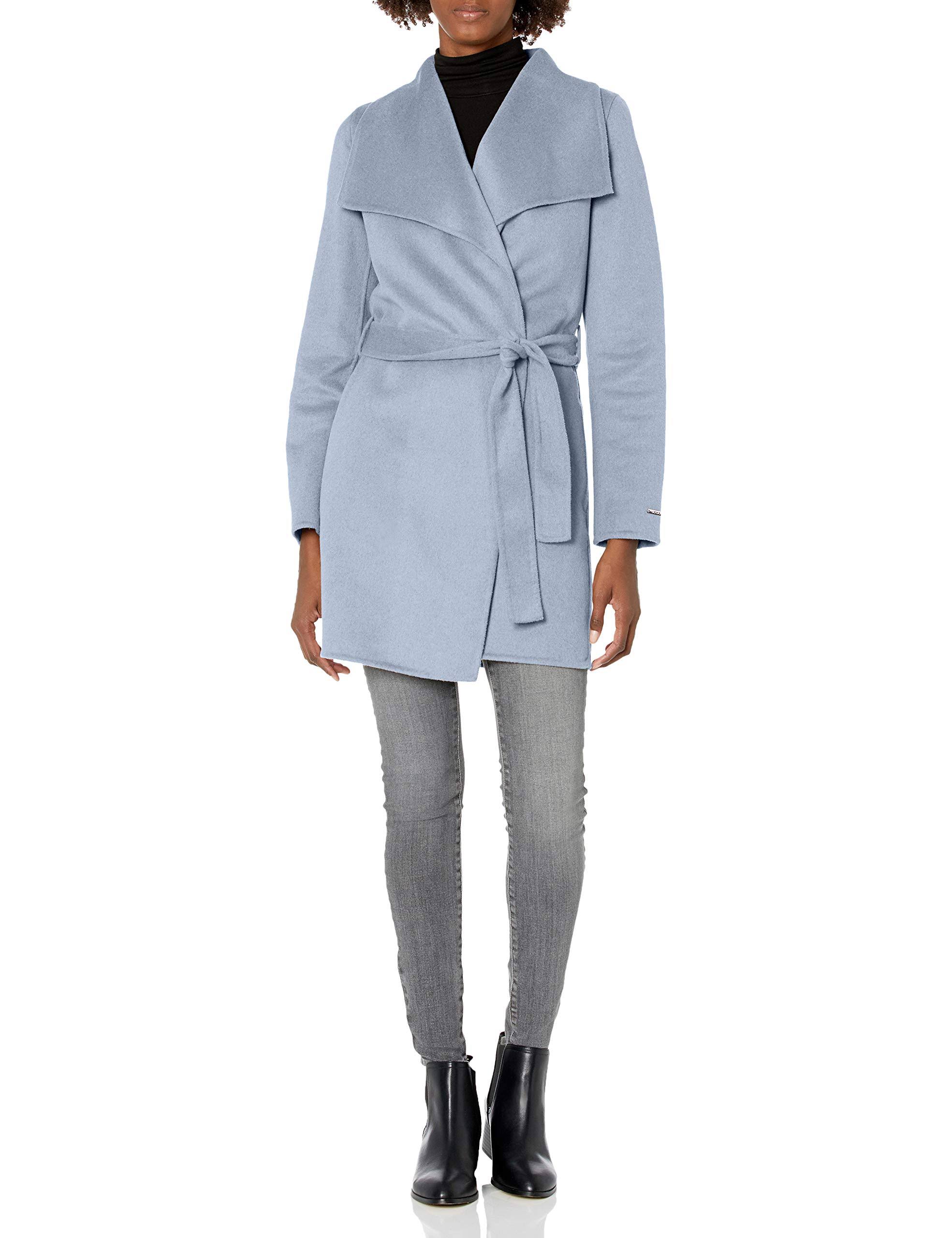 Tahari Ella Double Face Wool Coat, Pale Blue / M