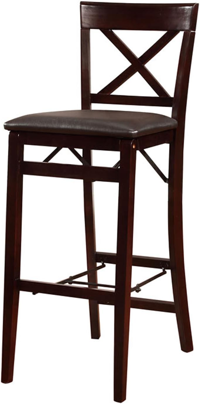Linon Triena X Back Folding Bar Stool, Brown & Triena X Back Folding Counter Stool, Brown