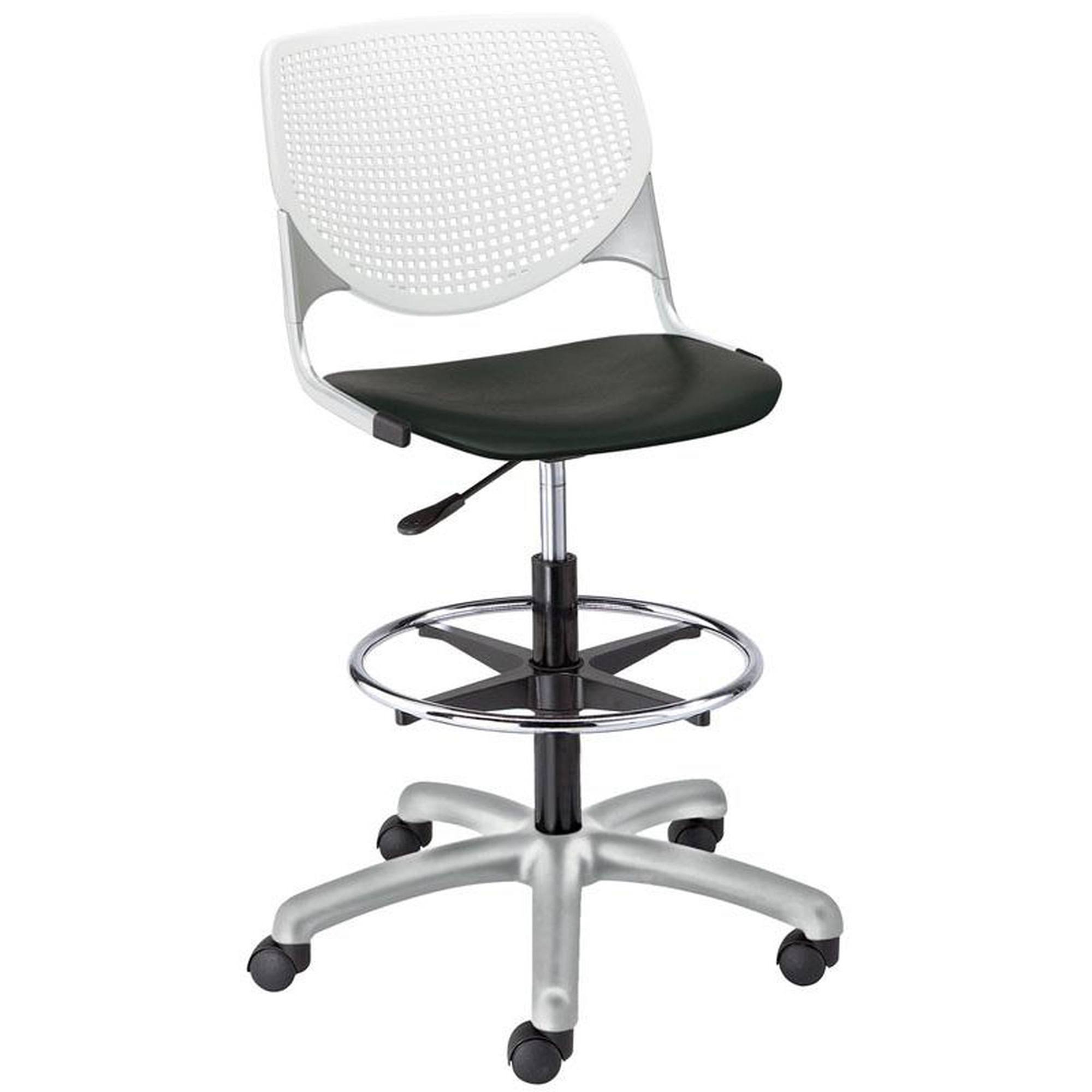 KFI Kool Poly Adjustable Drafting Stool White Back Black Seat