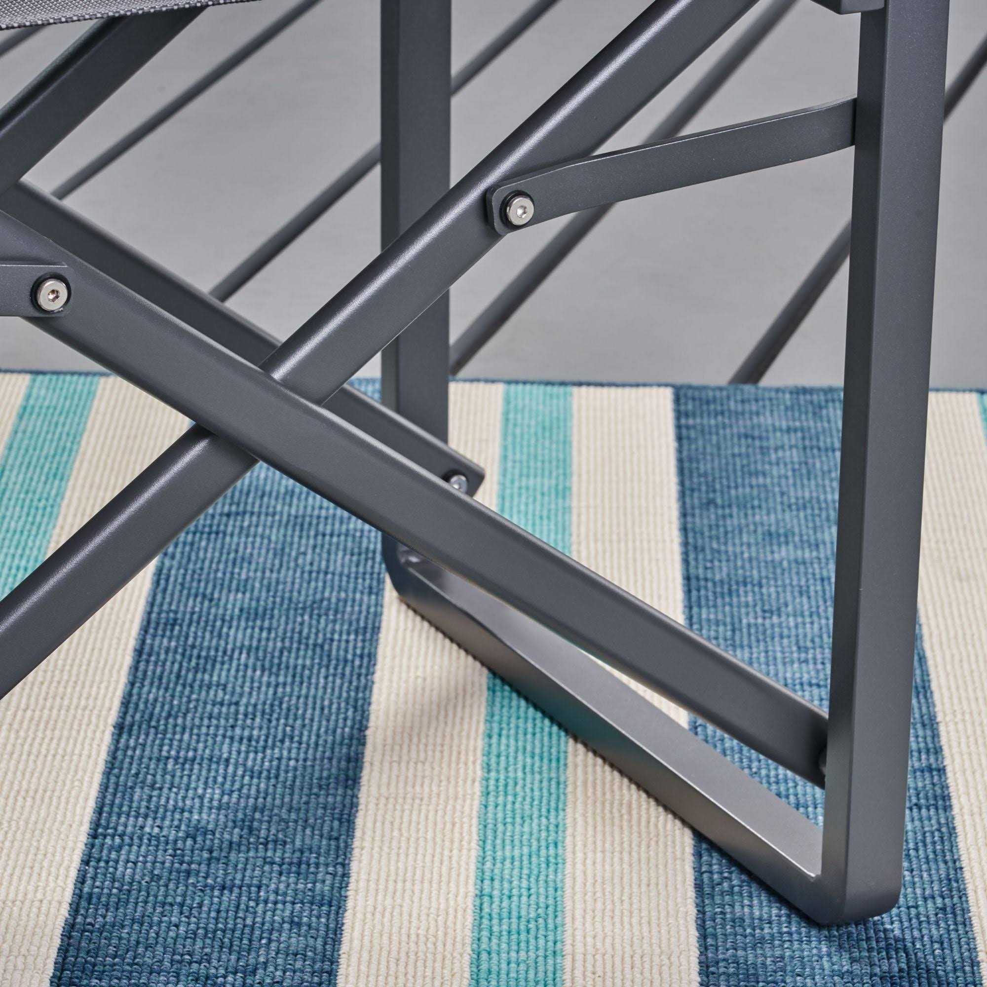 Set of 2 Charcoal Black Contemporary Outdoor Patio Foldable Chairs 33.25x22