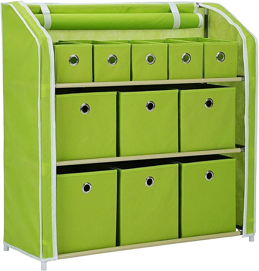 JEROAL Multi-Bin Storage Unit Organizer with Storage Bins Multi-Section Storage Cabinet Sturdy Metal Shelf Frame, Fushcia Pack of 2