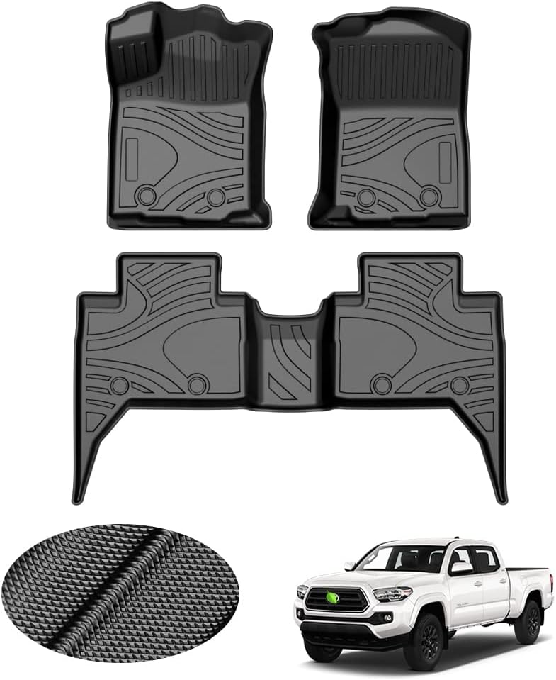 T TGBROS Custom Fit for Car Floor Mats 2018-2022 Toyota Tacoma(Fits All Models) All-Weather Floor Mat Liners Front & Rear Row Full Set Liner Non-Slip TPE Odourless