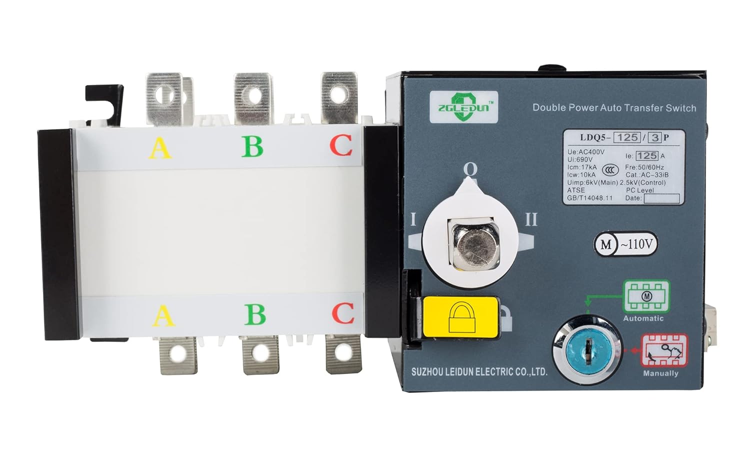 110V AC Automatic Transfer Switch 50/60HZ Dual Electronic Power Controller Electrical Type 3 Pole 50A Pack of 2