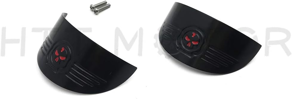 HTTMT MT325-020A- Skull Rear Turn Signal Visors Compatible with Harley 86-90 FLST/94-17 FLHR/86-09 FLHT Black