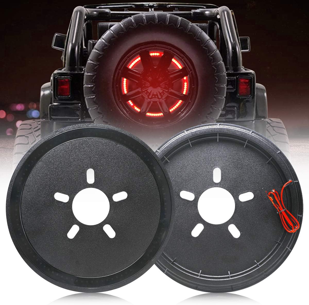RGB Third Brake Light, RGB Spare Tire Lights with RF Wireless Remote Controller Compatible with Jeep Wrangler JK JKU 2007-2018, YJ TJ LJ 1987-2018 and JL 2018-2020 Cool Decoration RGB Brake Light Pack of 2