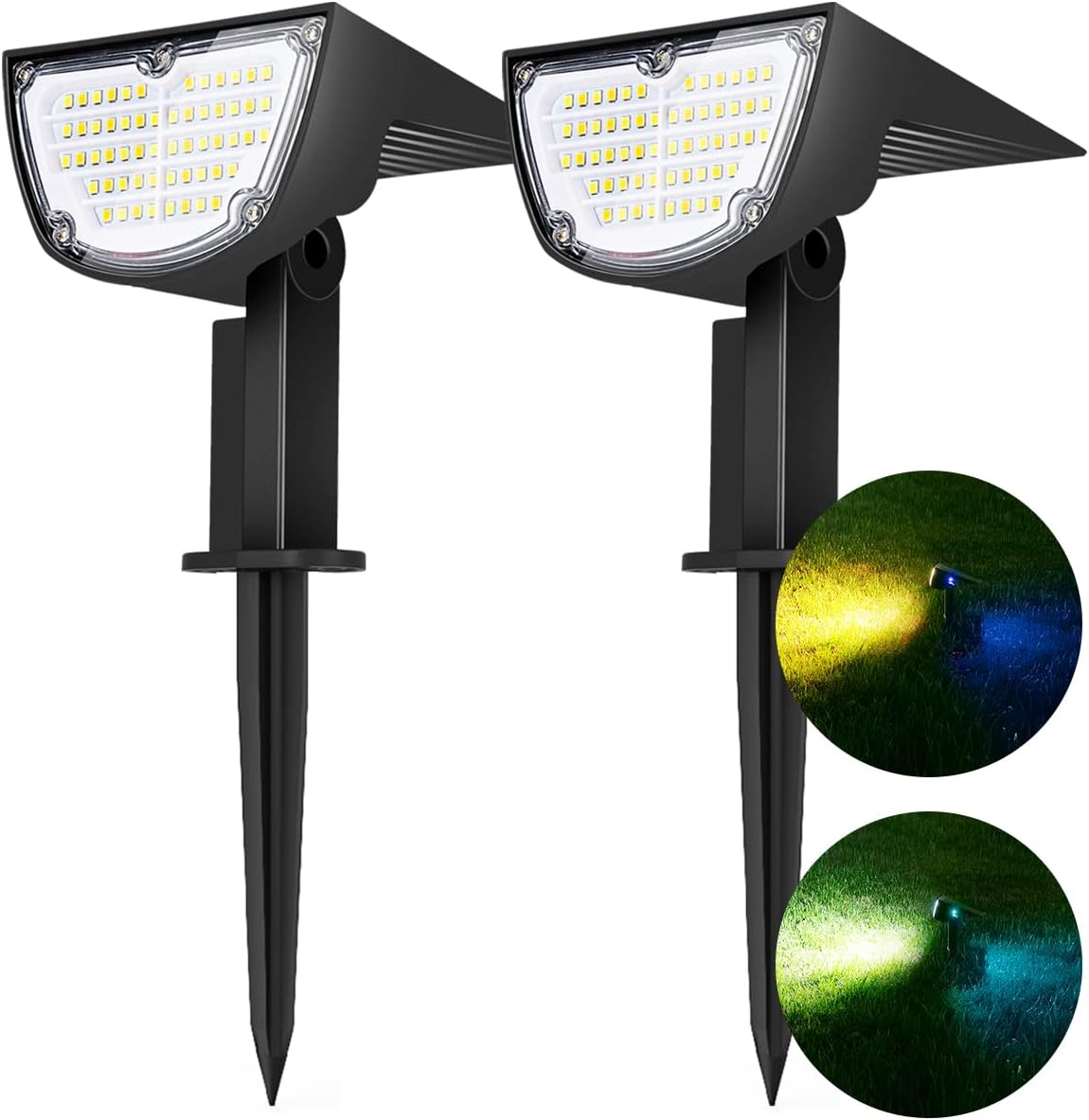 Solar Spot Lights Outdoor, 2 Lights Modes and Backlight 58 LEDs Solar Landscape Spotlights Waterproof, 2 Installation Methods, Spotlights for Yard, Garden, Pathway, Patio, Driveway, Pool 4 Pack