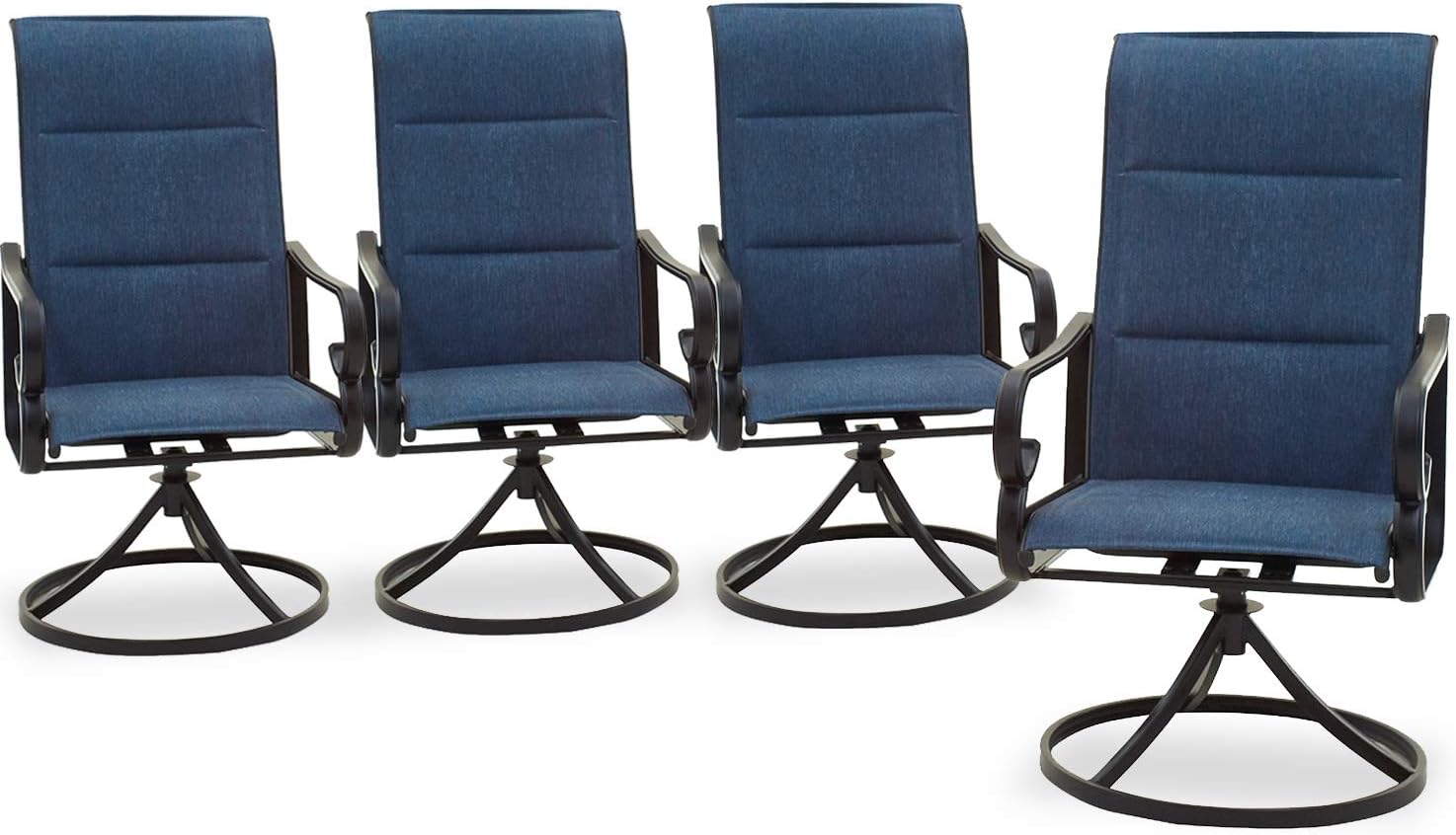 PatioFestival Patio Dining Chairs Set of 4 Textilene Outdoor High Back Swivel Rockers with All Weather Frame (Beige)