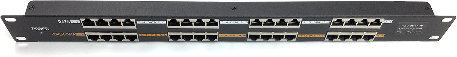PoE Texas POE-16-48v120w | 16 Port Passive PoE Injector - Power Over Ethernet for 802.3af Cameras, IP Phones, Access Points and More with 10/100 Data