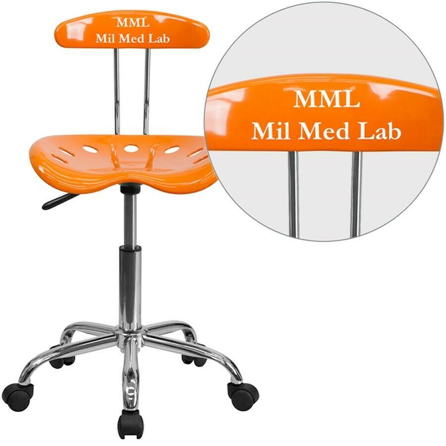 Flash Furniture LF-214-ORANGEYELLOW-EMB-VYL-GG Personalized Vibrant Orange and Chrome Swivel Task Chair with Tractor Seat