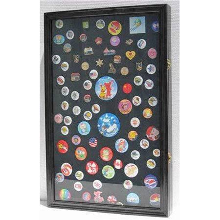 Large Pin Medal Display Case Shadow Box Display Case, with Glass DOOR, Black Fin