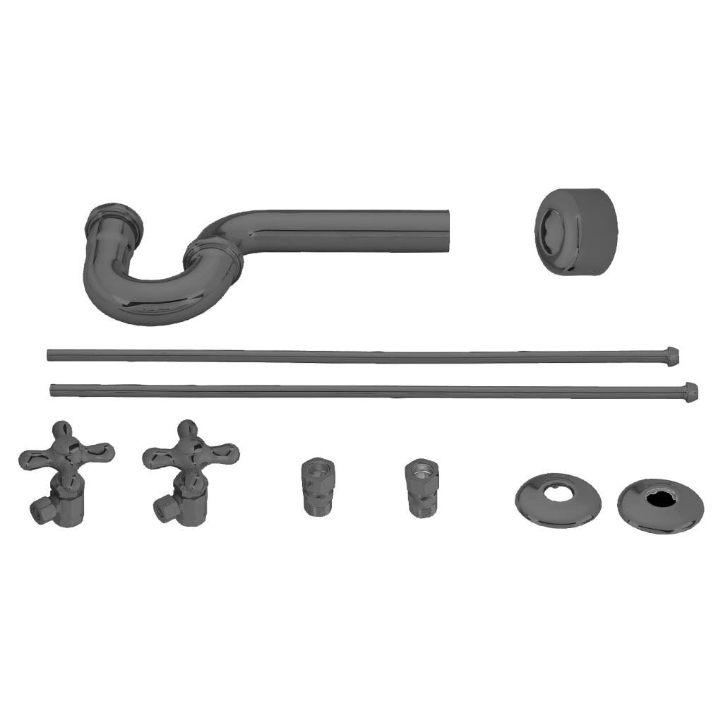 Westbrass Traditional Pedestal Lavatory Kit - Cross Handles | Black | D1838L-62