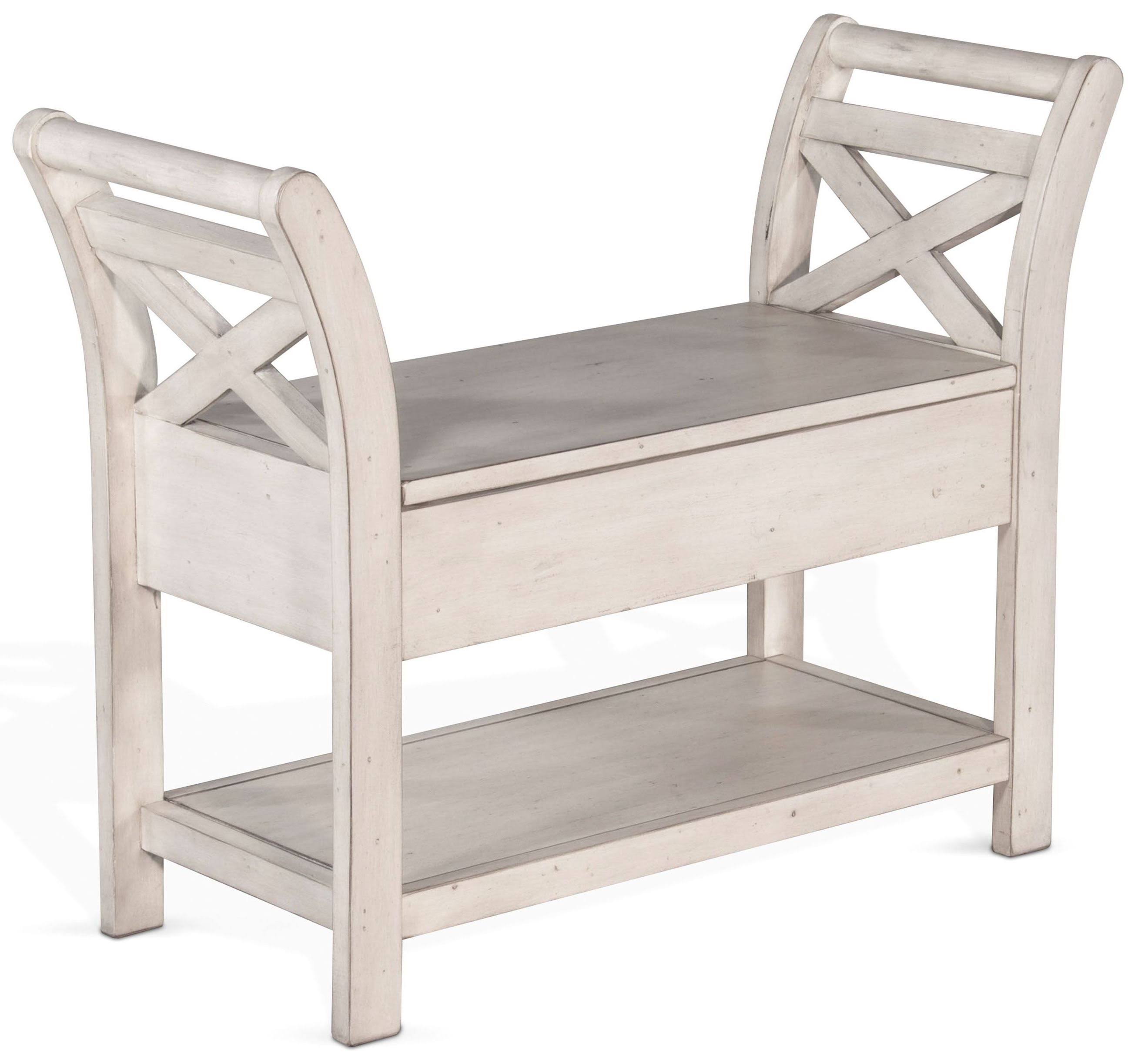 Sunny Designs 2075MW Marble White Storage Accent Bench