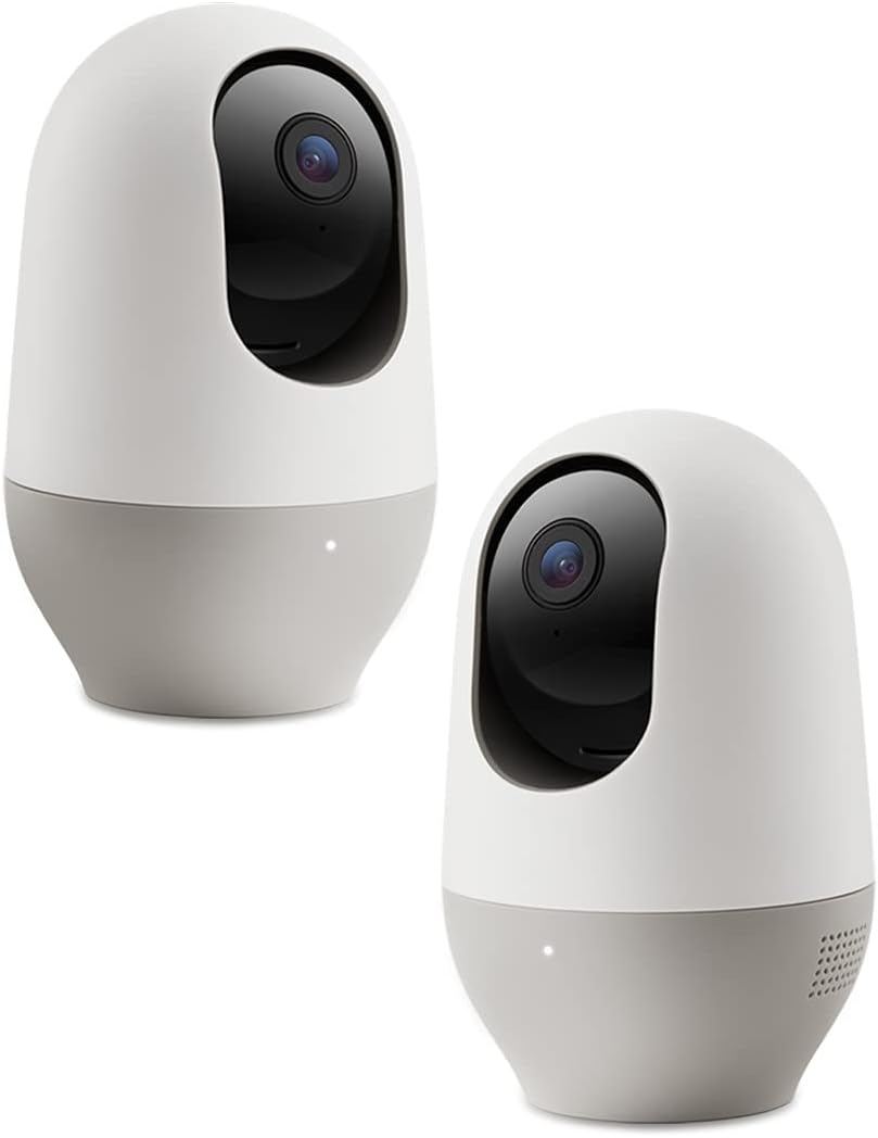 Nooie Security Camera Indoor Two Pack, 360-degree IP Camera1080P, WiFi Smart Home Camera with Motion Tracking, IR Night Vision, Two Way Audio&Sound Detection, Works with Alexa, SD Card and Cloud