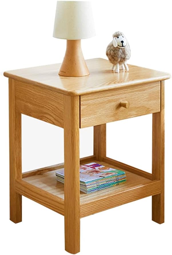 Bedside Tables Solid Wood Small Square Table Storage Cabinet Bedroom Lockers Net Red Locker Large Capacity Lockers (Color : Wood Color, Size : 383547cm)