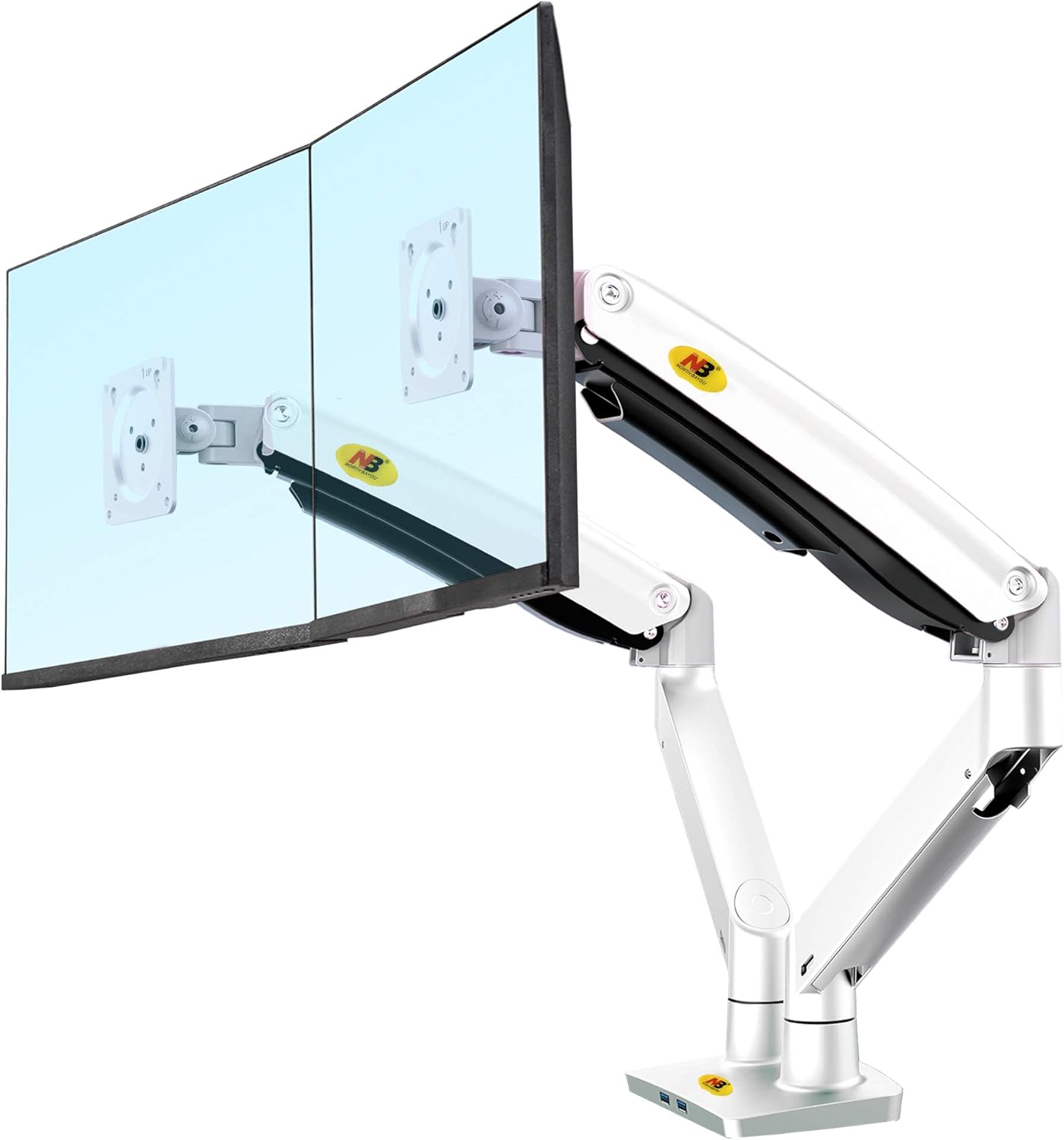 NB North Bayou Dual Monitor Desk Mount Stand Full Motion Swivel Computer Monitor Arm Fits 2 Screens up to 32'' with Load Capacity 6.6~26.4lbs for Each Monitor F195A-B Pack of 2