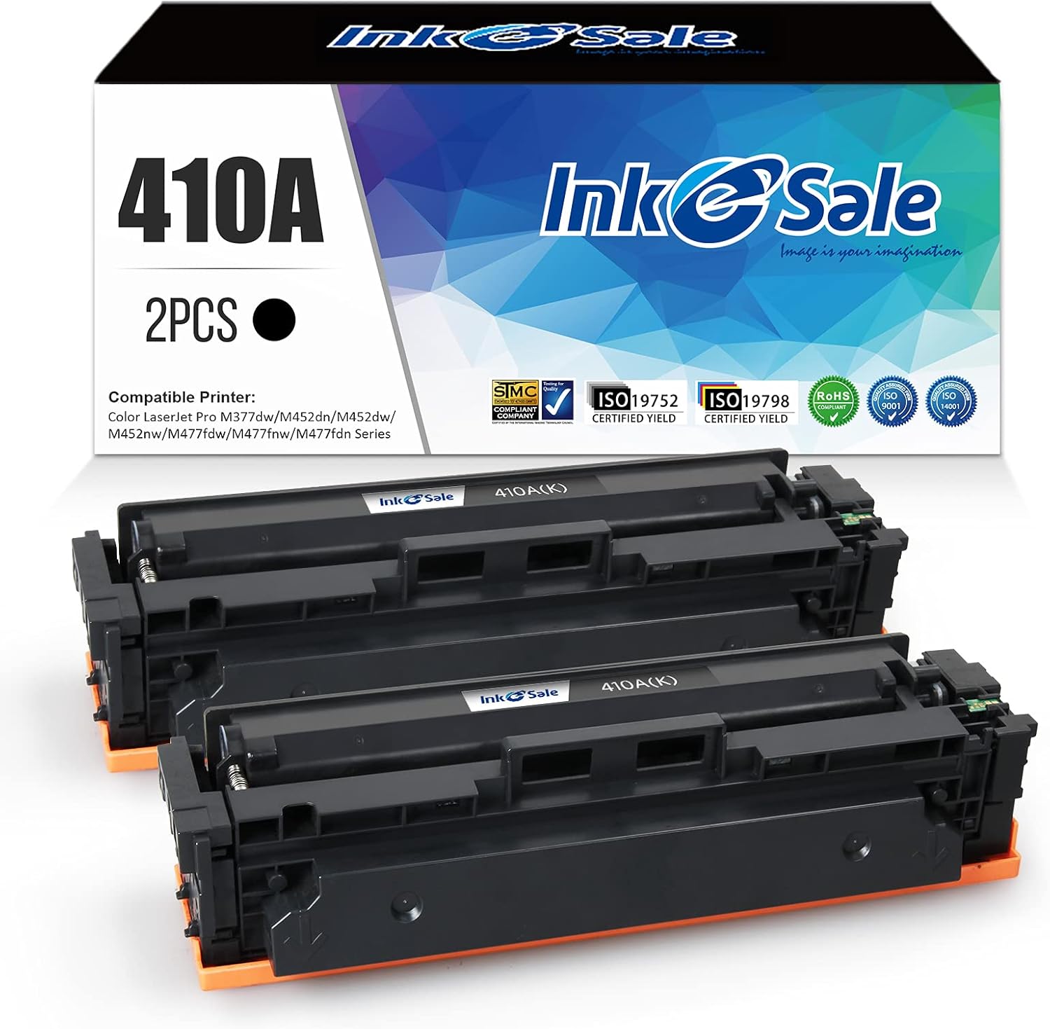 INK E-SALE 2PK Compatible Toner Replacement for HP 410A 410X CF410A Toner Cartridge Black Ink for HP Color Pro MFP M477fnw M477fdw M477fdn M452dn M452dw M452nw M377dw Printer Pack of 2