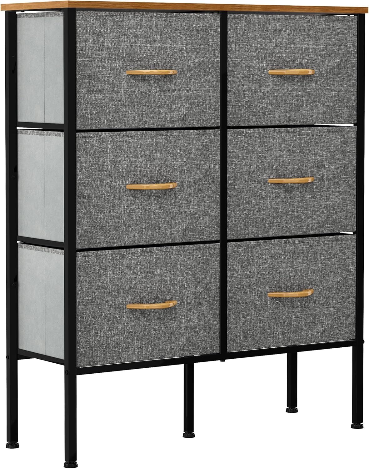 YITAHOME Dresser with 6 Drawers - Fabric Storage Tower, Organizer Unit for Bedroom, Living Room, Hallway, Closets & Nursery - Sturdy Steel Frame, Wooden Top & Easy Pull Fabric Bins (Black Grey)