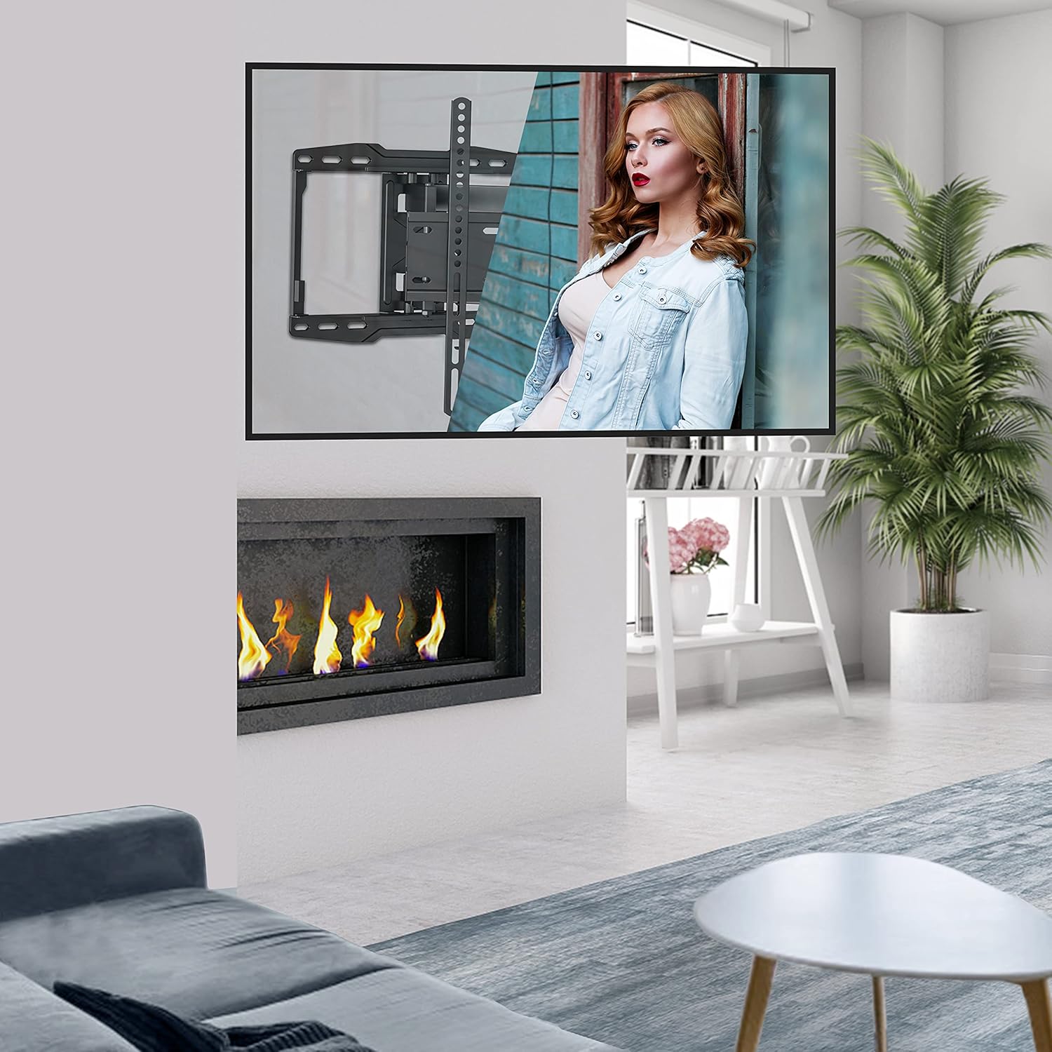 USX MOUNT Full Motion TV Wall Mount with Height Adjustable, Swivel Tilt and Extension for Most 32-65 Inch Flat /LED/4K TVs,TV Bracket with Articulating Dual Arms Holds up to 110lbs, Max VESA 400X400mm Pack of 2