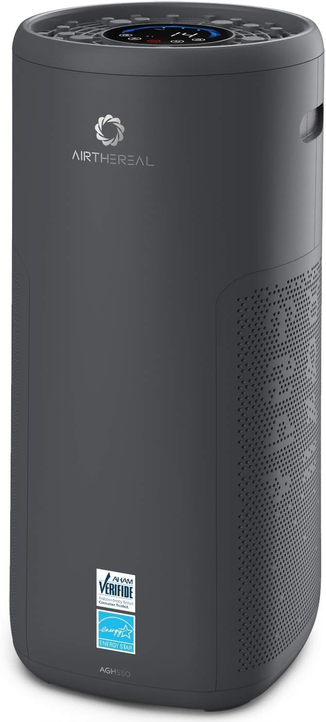 Airthereal AGH550 Air Purifier - True HEPA Filter, Energy Star, Real-Time Air Quality Monitor - Best for Extra Large Rooms, Living Room and Office - Glory Days (Black)