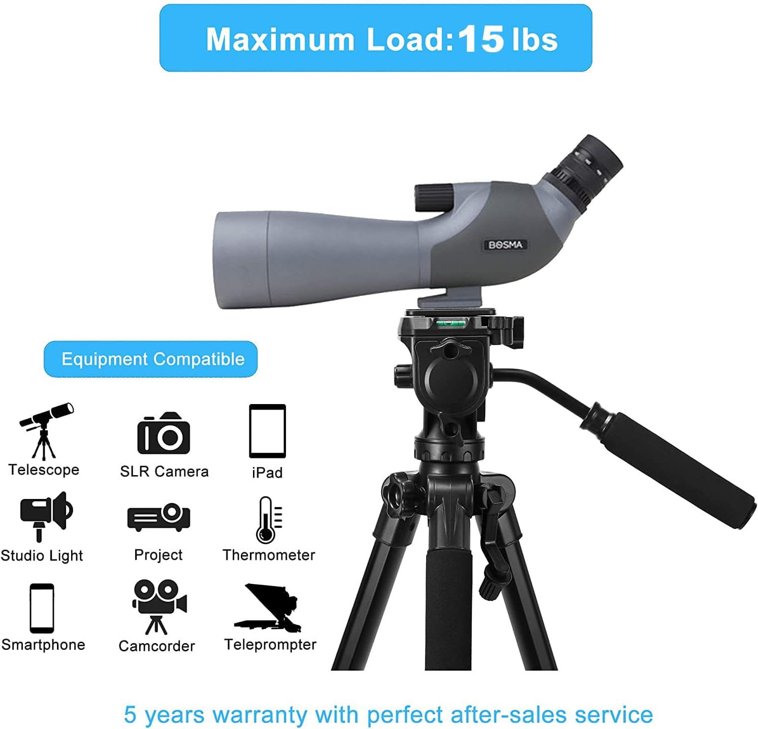 Tripod, 73 inch Tripod for Camera 15 lbs Loads with Fluid Head, 2 Quick Release Mounts and Tablet & Phone Mount Pack of 2