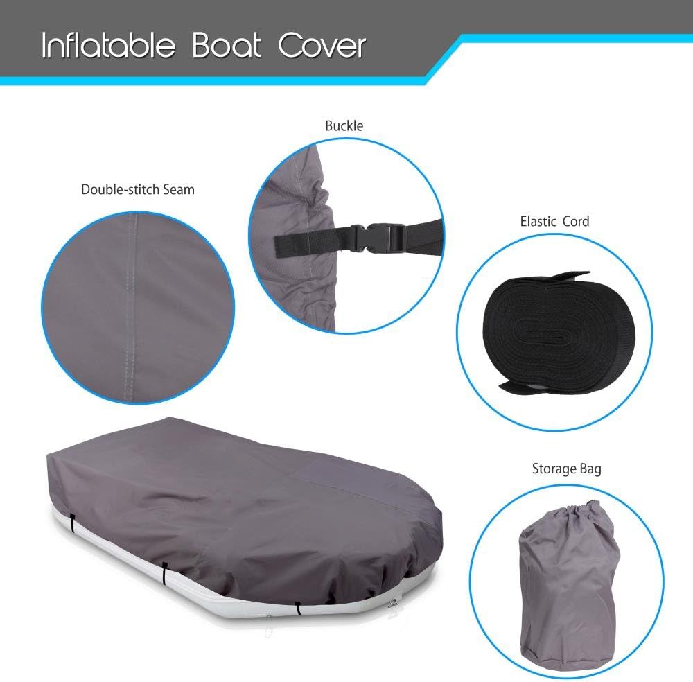 Pyle Inflatable Boat Cover - 8.5’ - 9.5’ ft. Armor Shield Protective Storage - Waterproof 600 Denier Canvas and Weather Resistant with Sun Damage Protection (PCVFLT13) , Gray Pack of 2