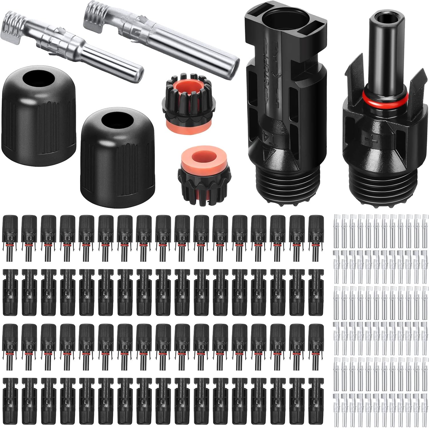 Weewooday 200 Pcs Solar Panel Connectors with Spanners IP67 Waterproof Solar Panel Cable Connectors Male/Female 50 Pairs Solar Panel Connector Accessories Kit