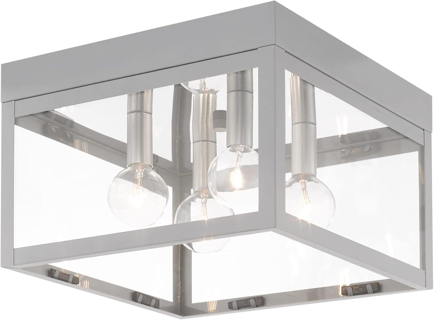 Livex Lighting 20589-80 Nyack - Four Light Outdoor Flush Mount, Nordic Gray Finish with Clear Glass