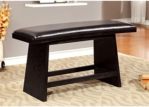 Furniture of America Omura Faux Leather Padded Dining Bench in Black