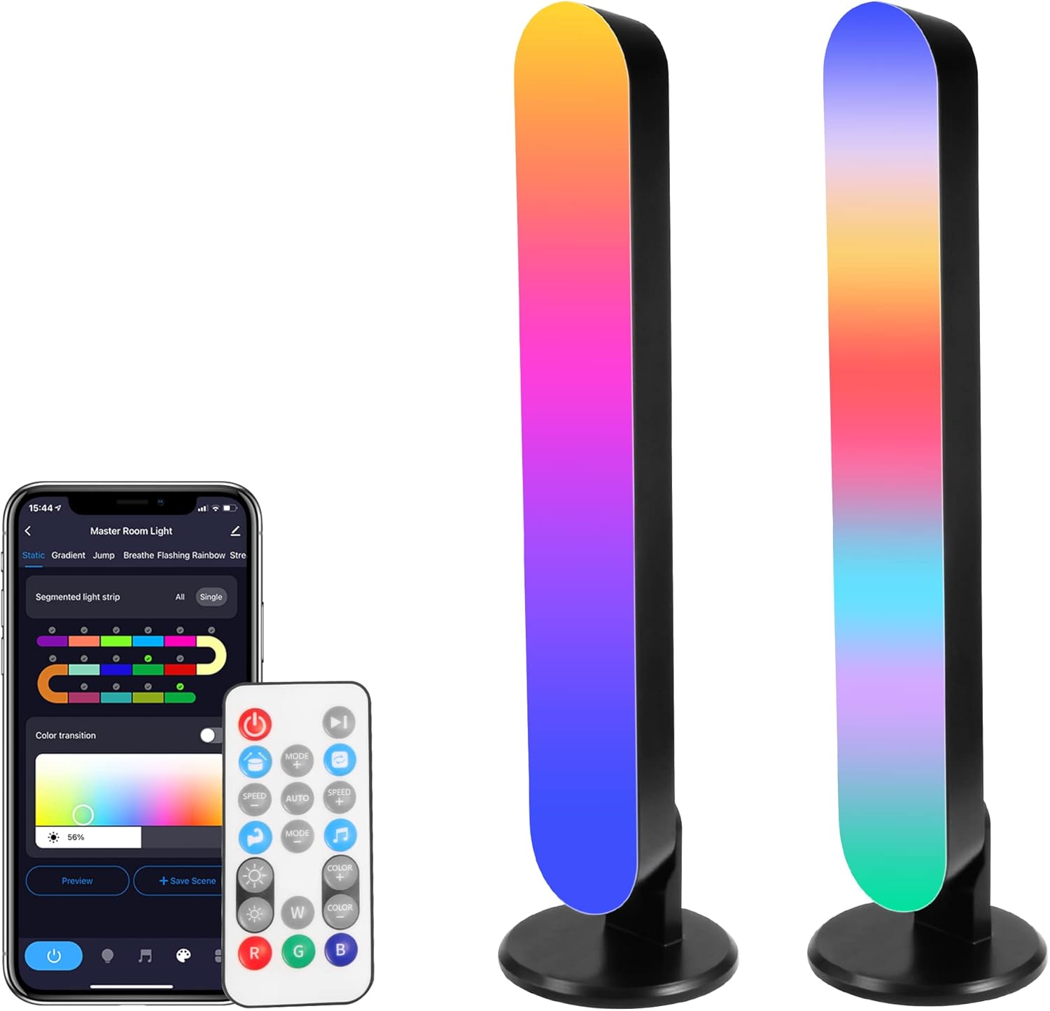 HUSUKU Smart LED Light Bar, RGBIC TV Backlights with Music Sync/Smart Life APP Control/Voice Control with Alexa & Google Assistant, Mood Lighting, Ambient Lighting for Gaming, PC, Movies, Room Decor Pack of 2