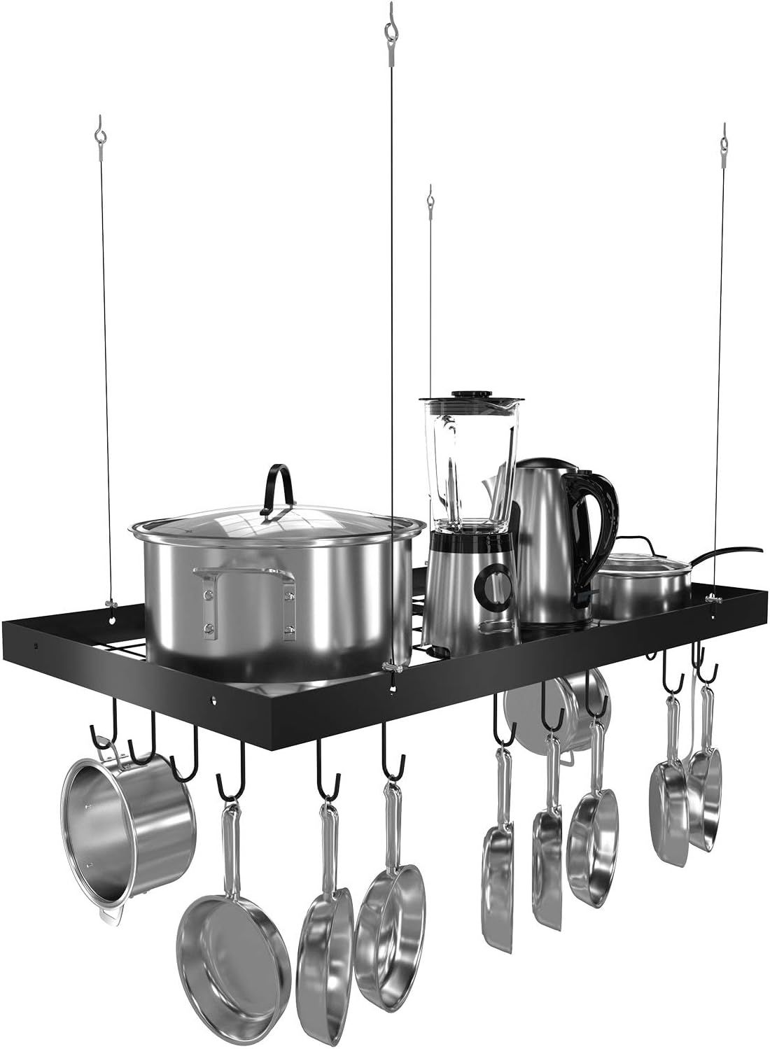 KES Ceiling Pot Rack 30 Inches Hanging Pot and Pan Rack for Ceiling with 15 Hooks Matt Black Kitchen Pot Hanger Rack,KUR219S75-BK Pack of 2