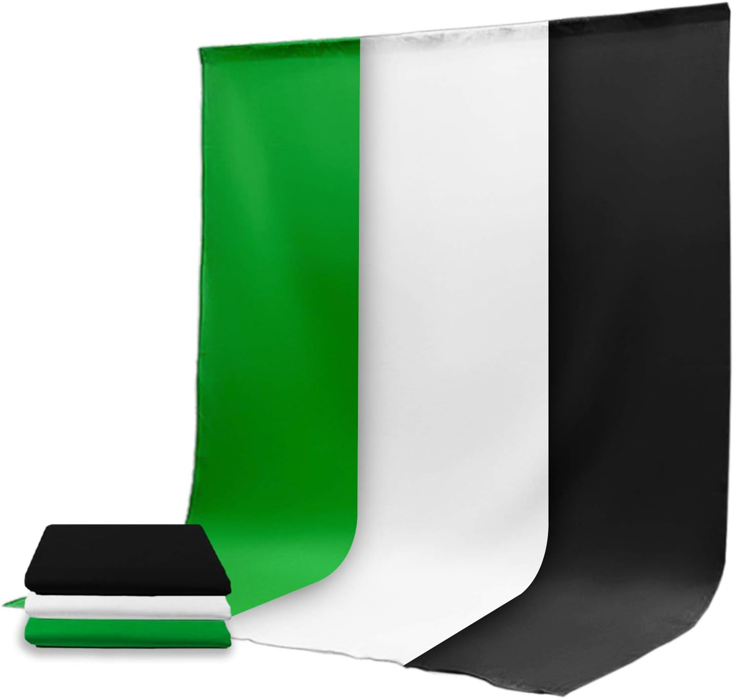 Julius Studio 9 x 13 Ft. Photo Studio Chromakey Background Muslin Backdrop Bundle Kit, Black, White, Green Premium Quality Fabric Material, Wrinkle Resistant, Photo Video Studio, PROMO05_AM1 Pack of 2