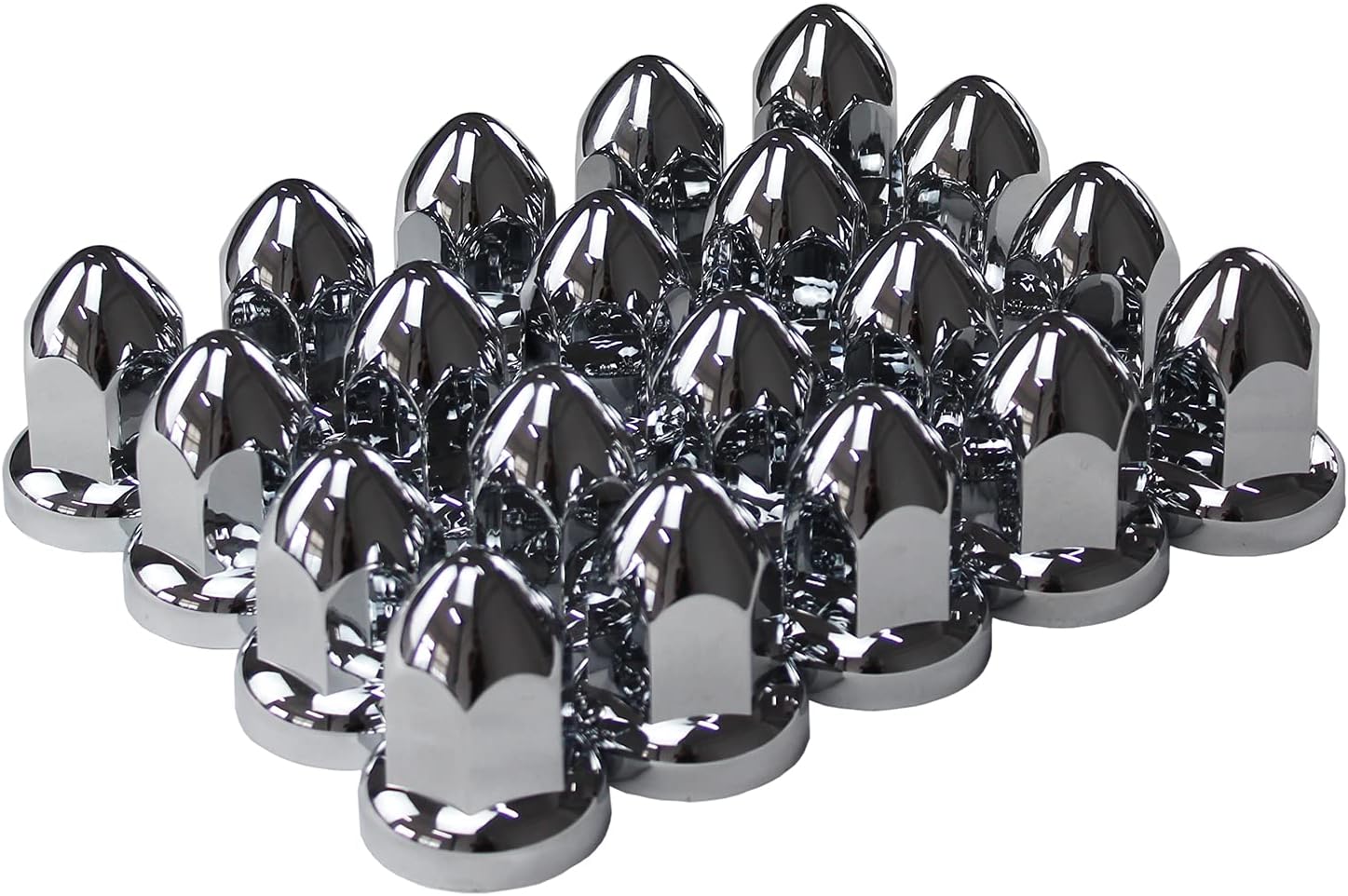 JIUXI ABS Chrome Plastic 33mm Push-on Bullet Flanged Lug Nut Covers for Semi Trucks (Pack of 60) Pack of 2