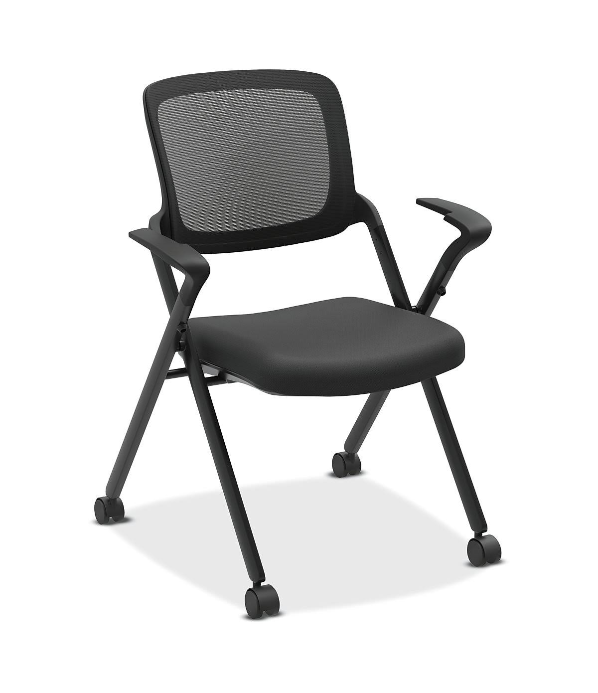 HON VL314 Mesh Back Nesting Chair, Black-Black