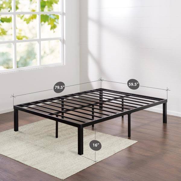 Zinus Luis Quick Lock 16 inch Metal Platform Bed Frame, Queen, Black