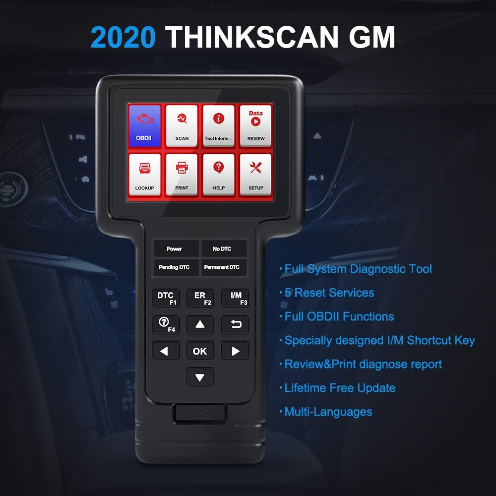ThinkScan Diagnostic Scan Tool for GM, OBD2 Scanner Car Code Reader SAS ETS EPB Oil Light Reset Service for GM Vehicles After 1996 (for Buick/Chevrolet/Cadillac/GMC), Lifetime Free Update Pack of 2