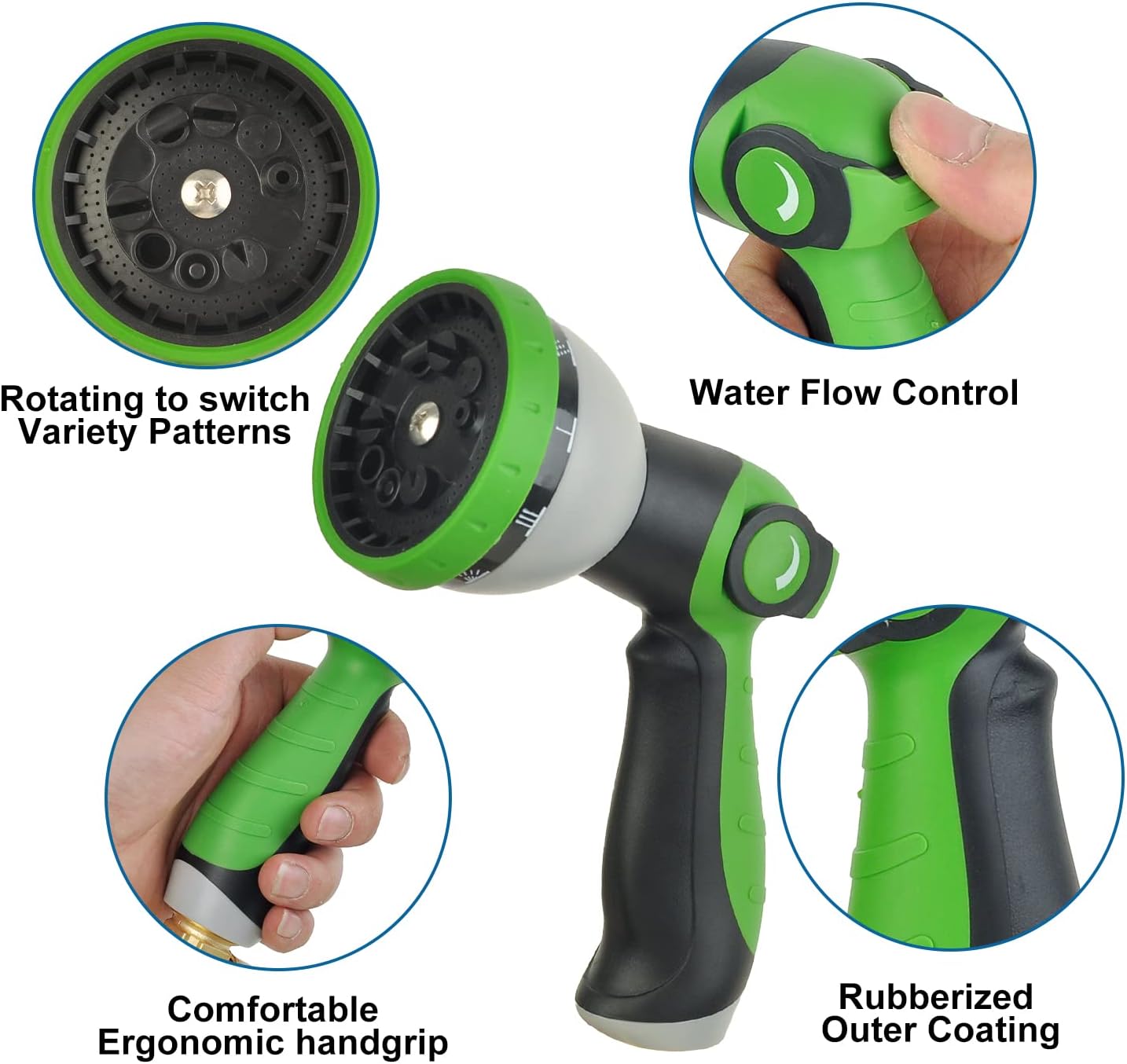 Sefuez Expandable Garden Hose 50ft Water Hose with 10 Function Nozzle and Durable 3-Layers Latex, Water Hose with Solid Fittings,3/4