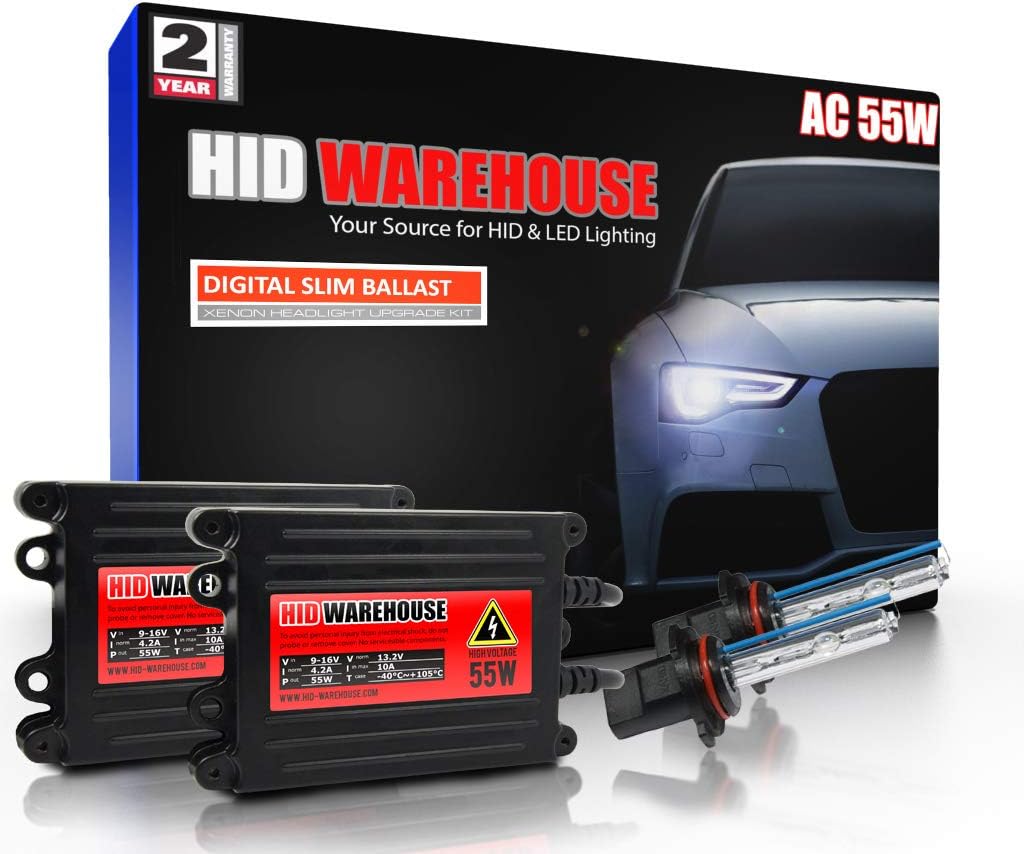 HIDWarehouse 55W AC Xenon Bundle with Slim AC Ballast (1 Pair) - H11 8000K - 8K Medium Blue Xenon Bulbs (1 Pair)