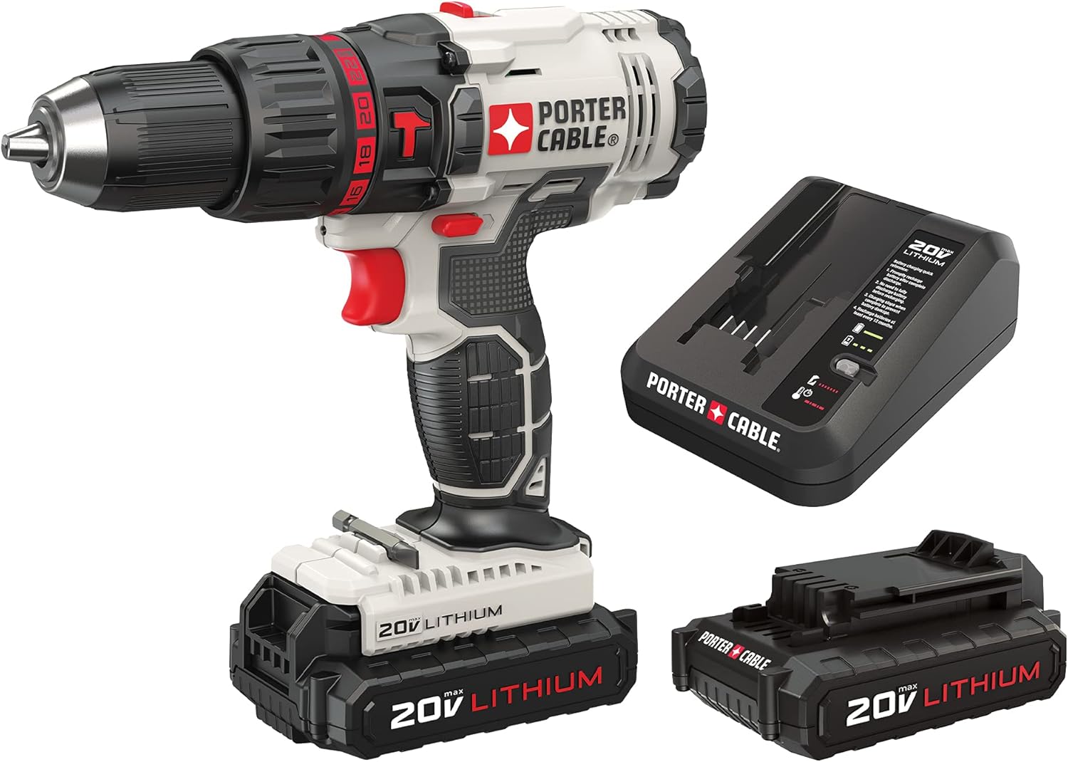 PORTER-CABLE 20V MAX Hammer Drill Kit, Compact, Cordless (PCC621LB)