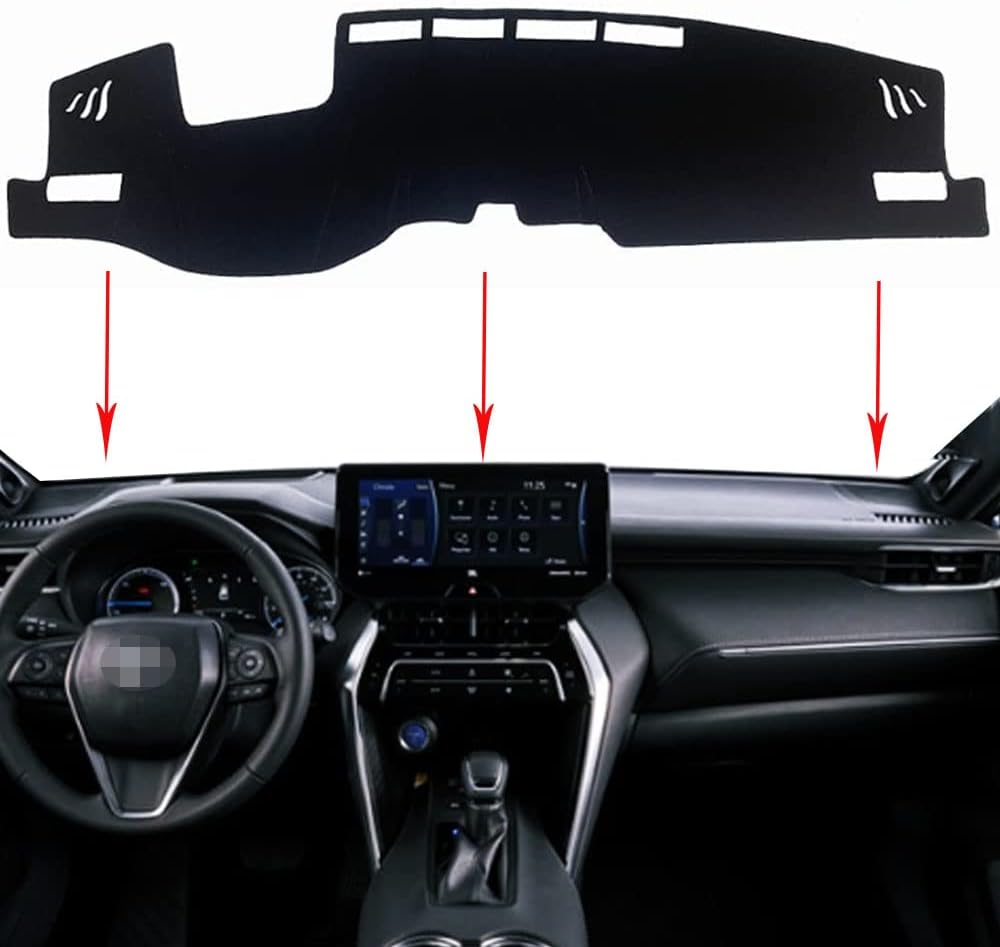 XHQ Dashboard Cover Mat Carpet Car Dash Board Interior Accessories for Toyota Venza 2021 2022 Reduces Glare Eliminates Cracking Protect The Interior (Black Edge Without HUD)