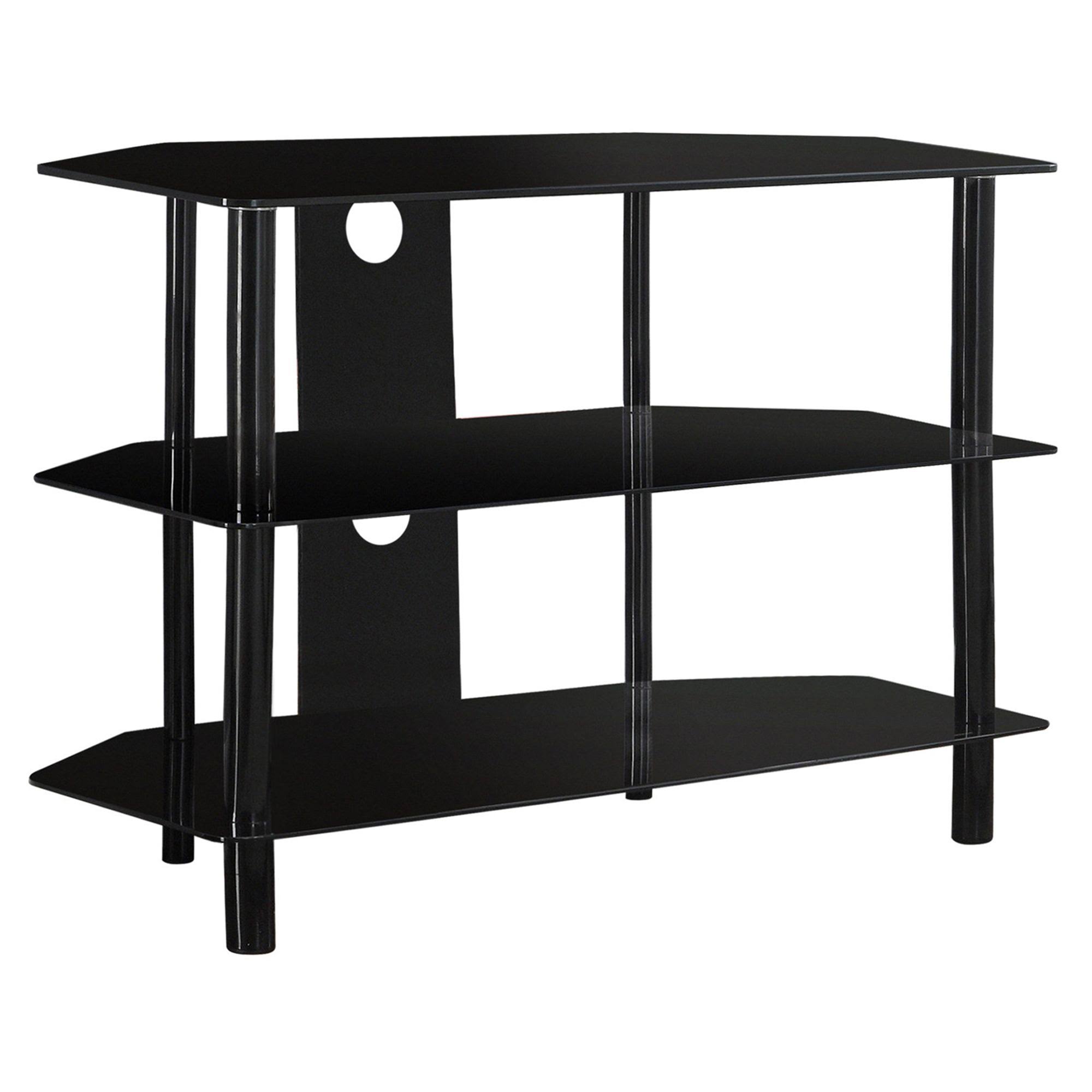35.75x22 Black Contemporary TV Stand with Tempered Glass - 33819058