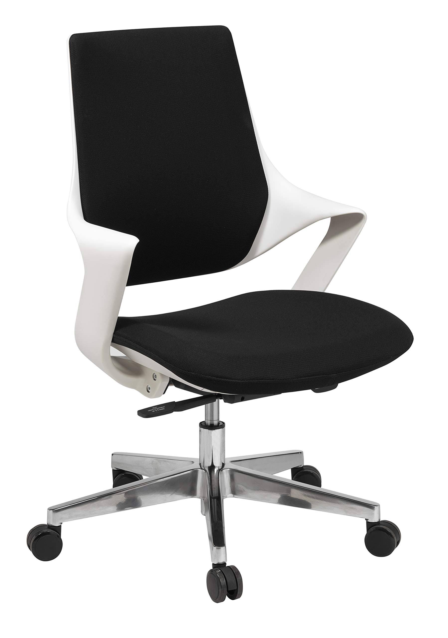 Olio Designs Mia Office Chair, Black Fabric - White