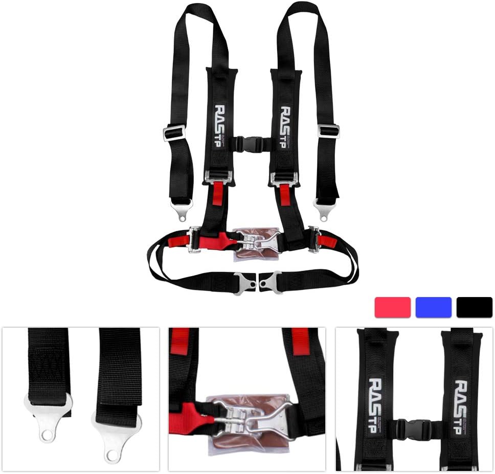 RASTP 4 Point Safety Harness Set with Ultra Comfort Heavy Duty Shoulder Pads,(Pack of 1) (Black)