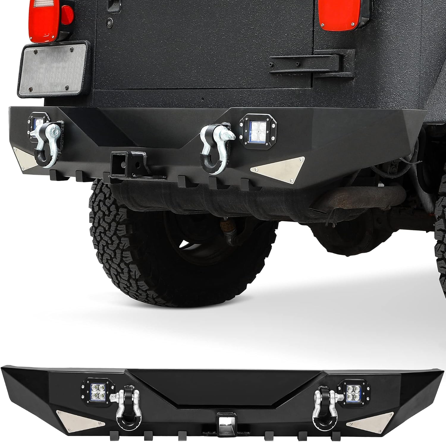 YITAMOTOR Rear Bumper Combo Compatible with 1997-2006 Jeep Wrangler TJ with 2