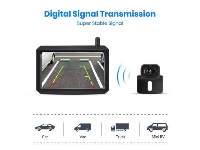 AUTO-VOX W7 Digital Wireless Backup Camera 5&rsquo;&rsquo; Rear View Monitor Kit